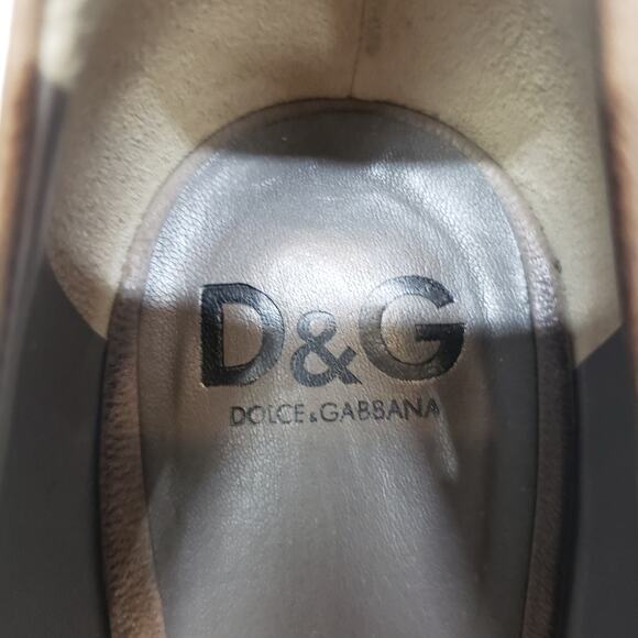 Dolce & Gabbana Pumps 40 Made in Italy Peep Toe Brown Stiletto Heel Shoe Leather - Picture 3 of 11
